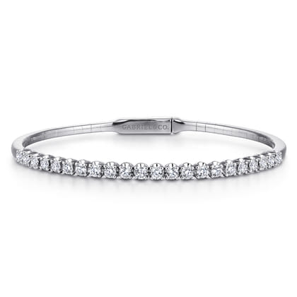 14K White Gold Diamond Bangle