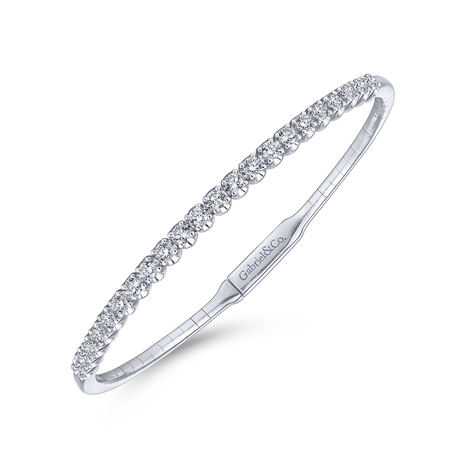 14K White Gold Diamond Bangle - 1 ct - Shot 2