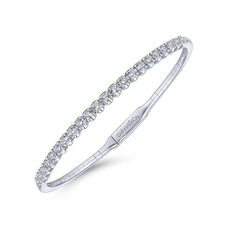 14K White Gold Diamond Bangle - 1 ct - Shot 2