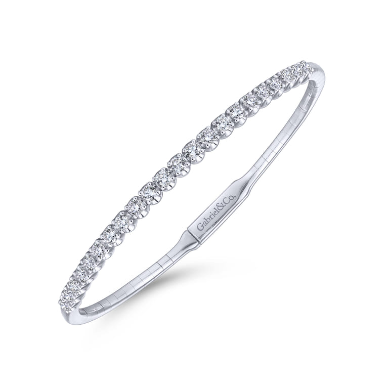 14K White Gold Diamond Bangle - 1.15 ct - Shot 2