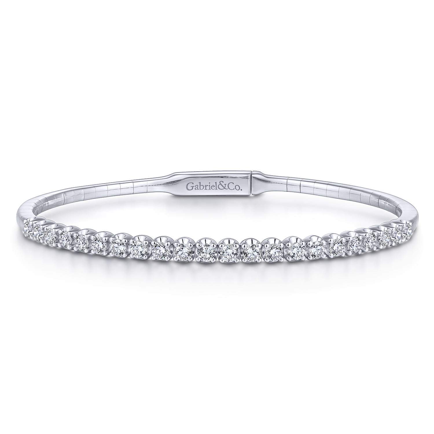 14K White Gold Diamond Bangle - 0.94 ct - Shot 1