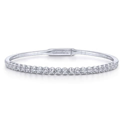 14K White Gold Diamond Bangle