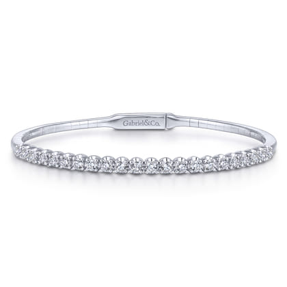 14K White Gold Diamond Bangle