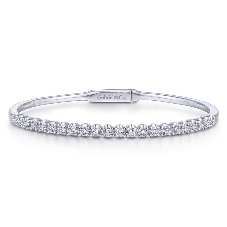 14K White Gold Diamond Bangle - 0.94 ct - Shot 1