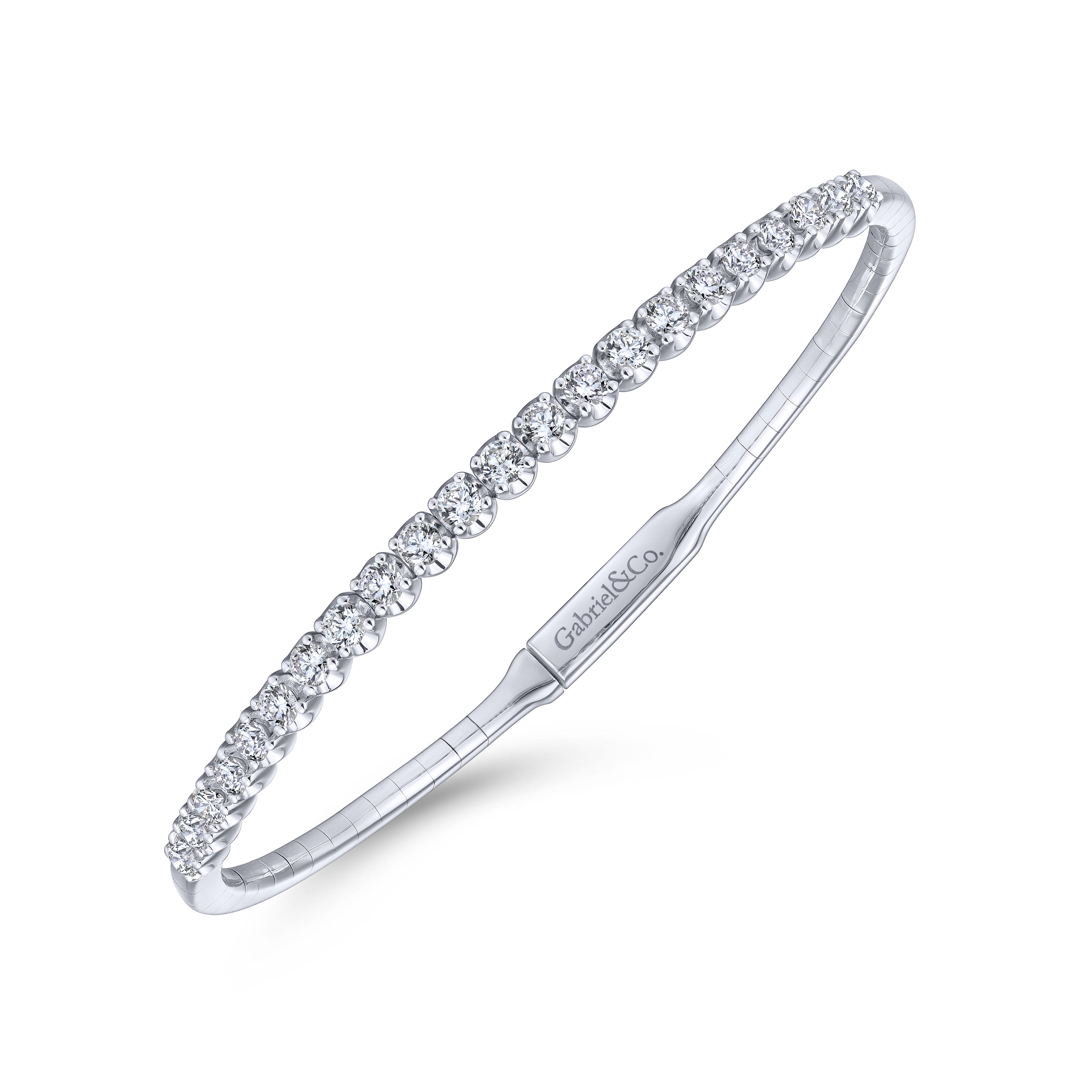 14K White Gold Diamond Bangle - 0.94 ct - Shot 2