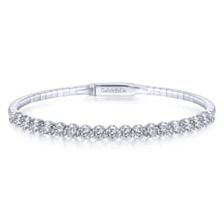 14K White Gold Diamond Bangle