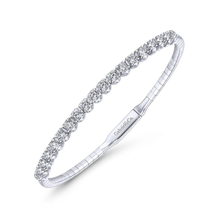 14K White Gold Diamond Bangle - 1.5 ct - Shot 2