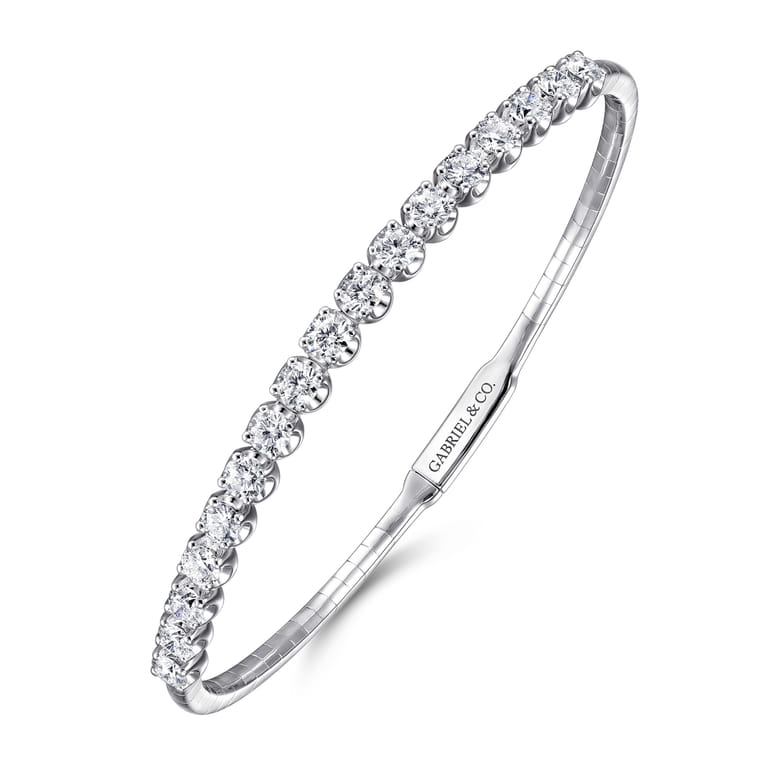 14K White Gold Diamond Bangle - 2 ct - Shot 2