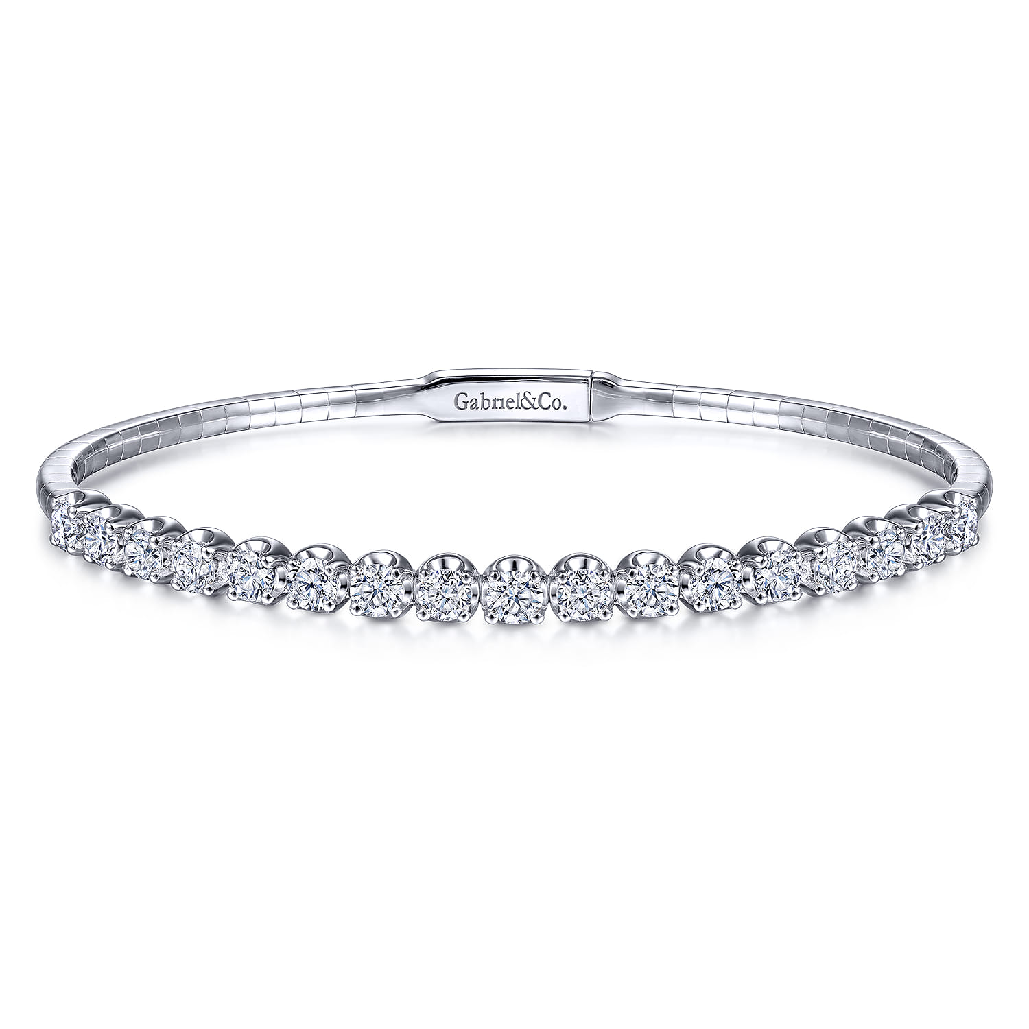 14K White Gold Diamond Bangle - 1.93 ct - Shot 1