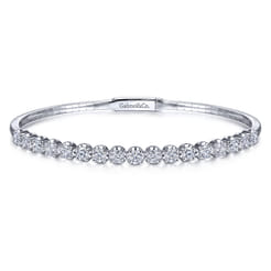 14K White Gold Diamond Bangle