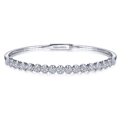 14K White Gold Diamond Bangle