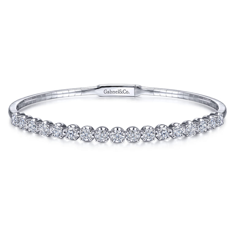 14K White Gold Diamond Bangle - 1.93 ct - Shot 1