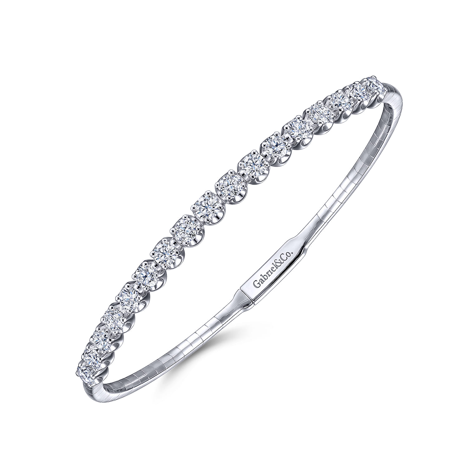 14K White Gold Diamond Bangle - 1.93 ct - Shot 2
