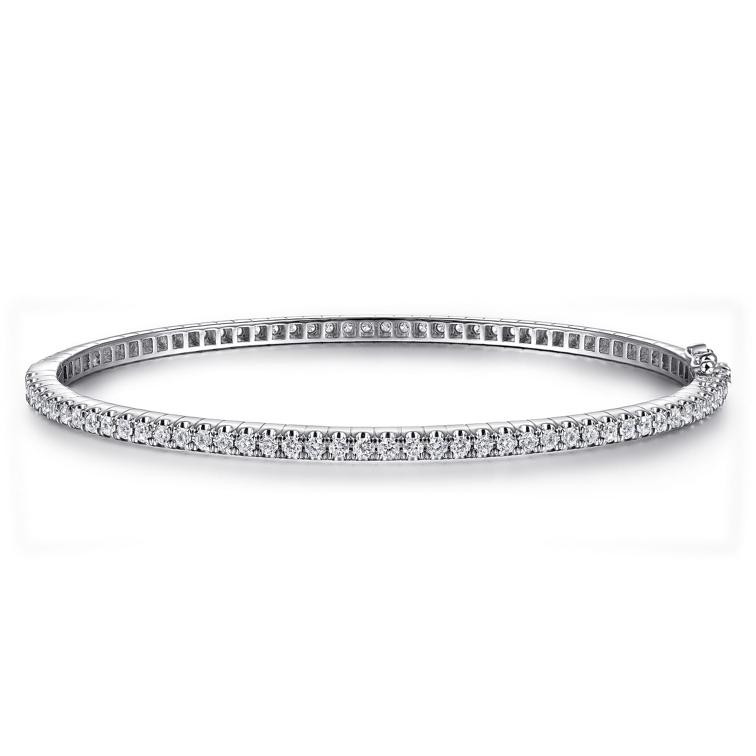 14K White Gold Diamond Bangle - 1.6 ct - Shot 1