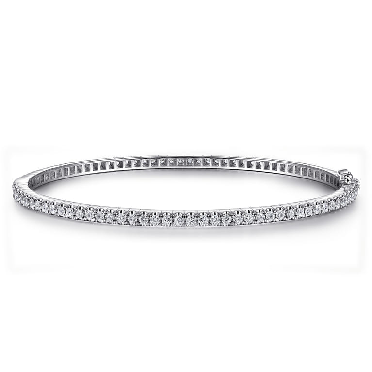 14K White Gold Diamond Bangle - 1.6 ct - Shot 1