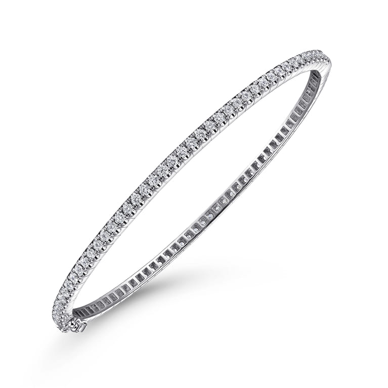 14K White Gold Diamond Bangle - 1.6 ct - Shot 2