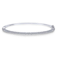 14K White Gold Diamond Bangle