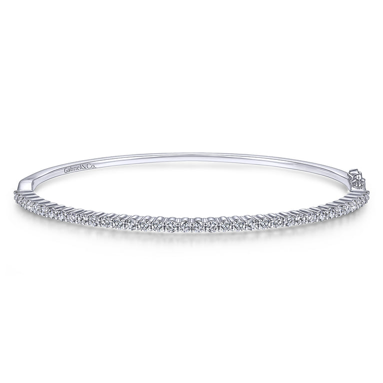 14K White Gold Diamond Bangle - 1 ct - Shot 1