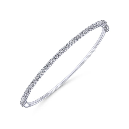 14K White Gold Diamond Bangle