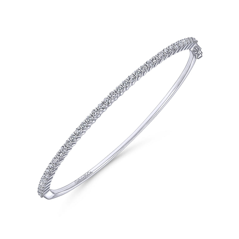 14K White Gold Diamond Bangle - 1 ct - Shot 2