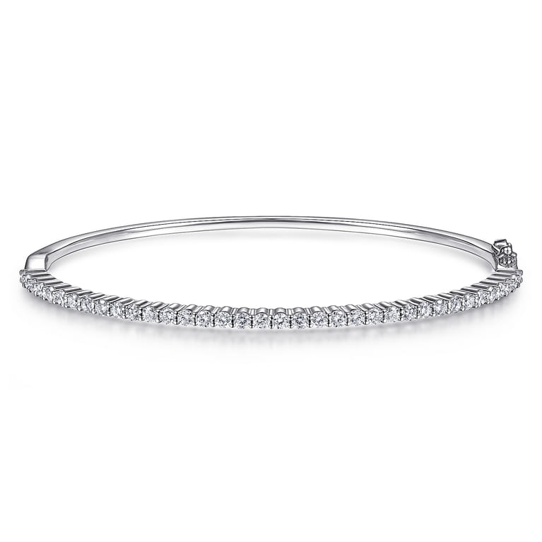 14K White Gold Diamond Bangle - 1.05 ct - Shot 1