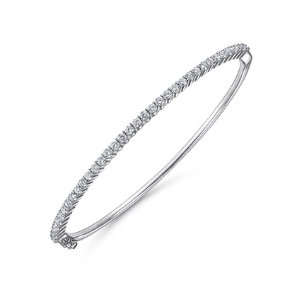 14K White Gold Diamond Bangle