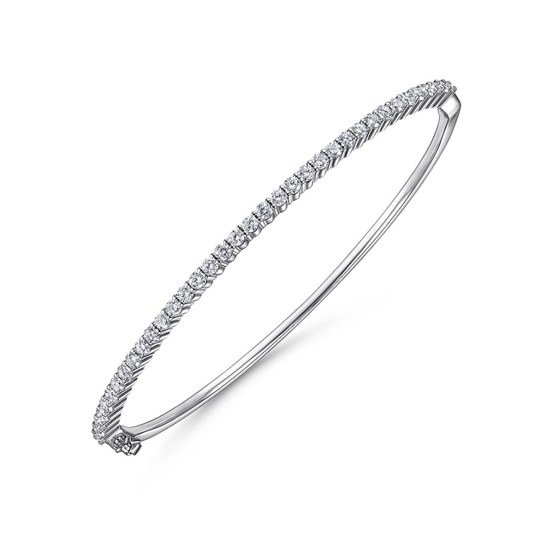14K White Gold Diamond Bangle - 1.05 ct - Shot 2