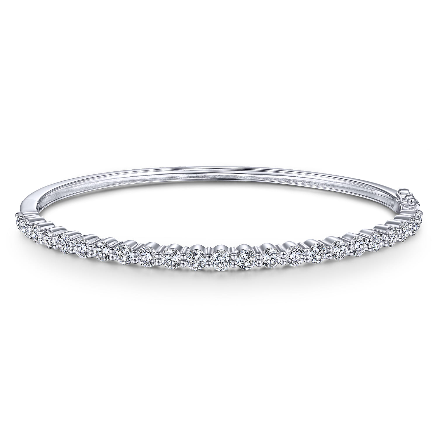 14K White Gold Diamond Bangle - 2.4 ct - Shot 1