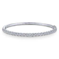 14K White Gold Diamond Bangle