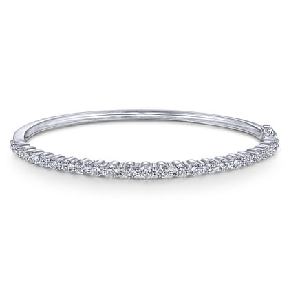 14K White Gold Diamond Bangle
