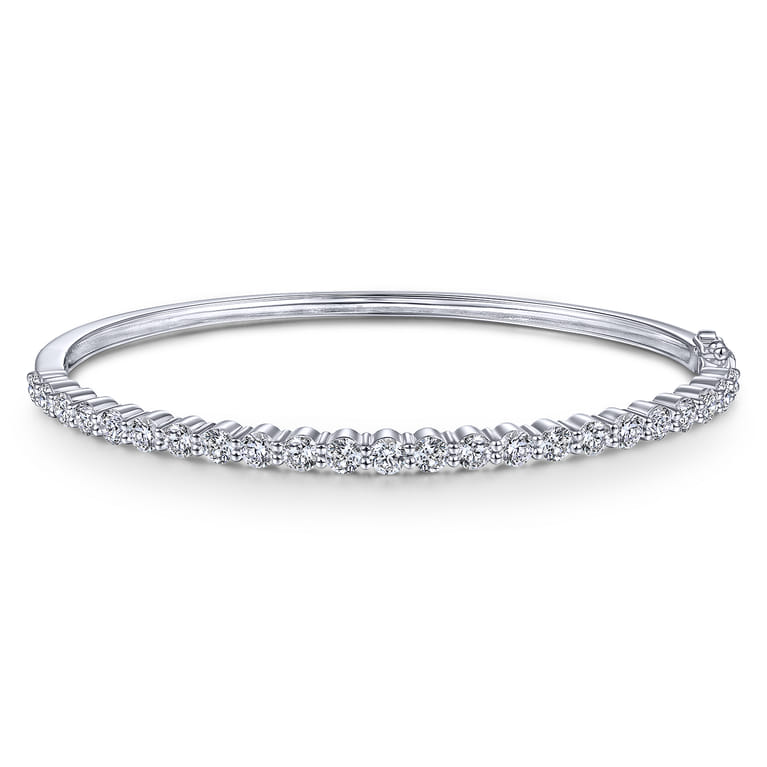 14K White Gold Diamond Bangle - 2.4 ct - Shot 1