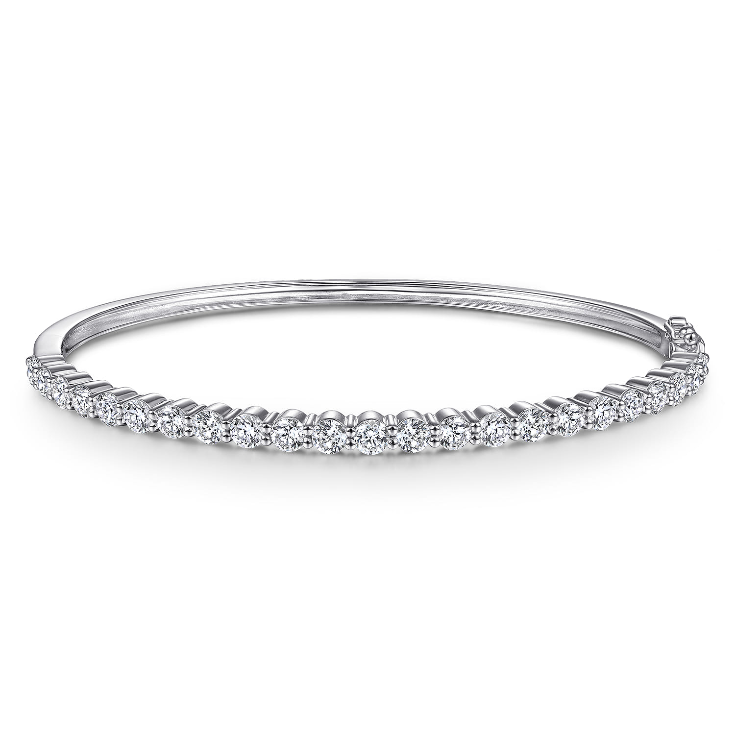 14K White Gold Diamond Bangle - 2.4 ct - Shot 1