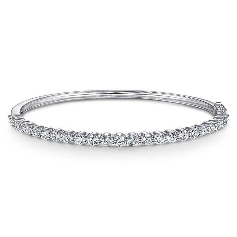 14K White Gold Diamond Bangle - 2.4 ct - Shot 1