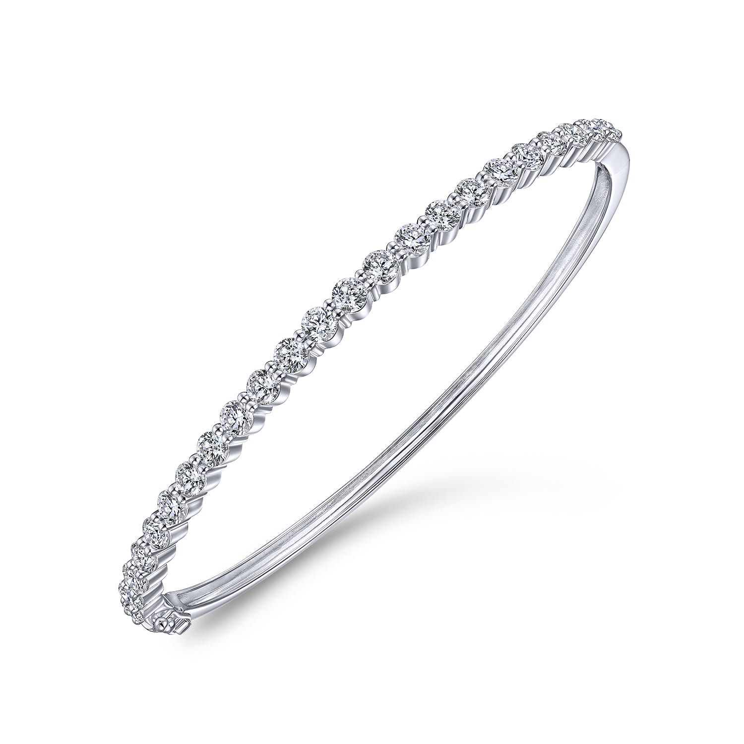 14K White Gold Diamond Bangle - 2.4 ct - Shot 2
