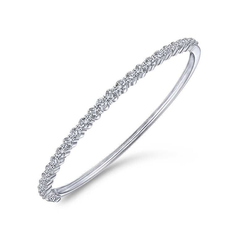 14K White Gold Diamond Bangle - 2.4 ct - Shot 2