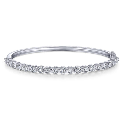 14K White Gold Diamond Bangle