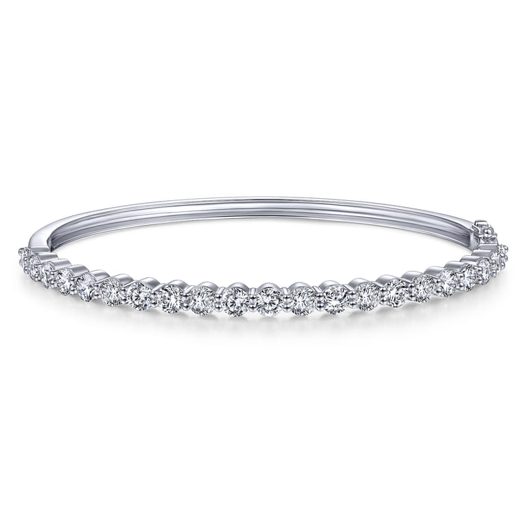 14K White Gold Diamond Bangle - 3.49 ct - Shot 1