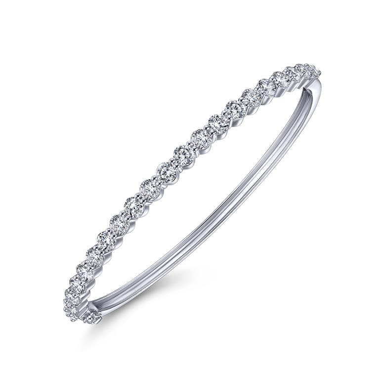 14K White Gold Diamond Bangle - 3.49 ct - Shot 2