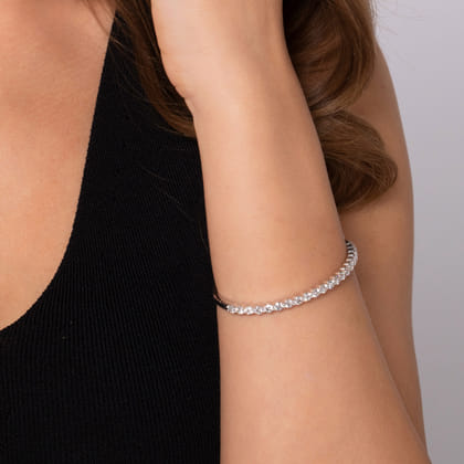 14K White Gold Diamond Bangle