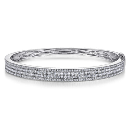 14K White Gold Diamond Bangle