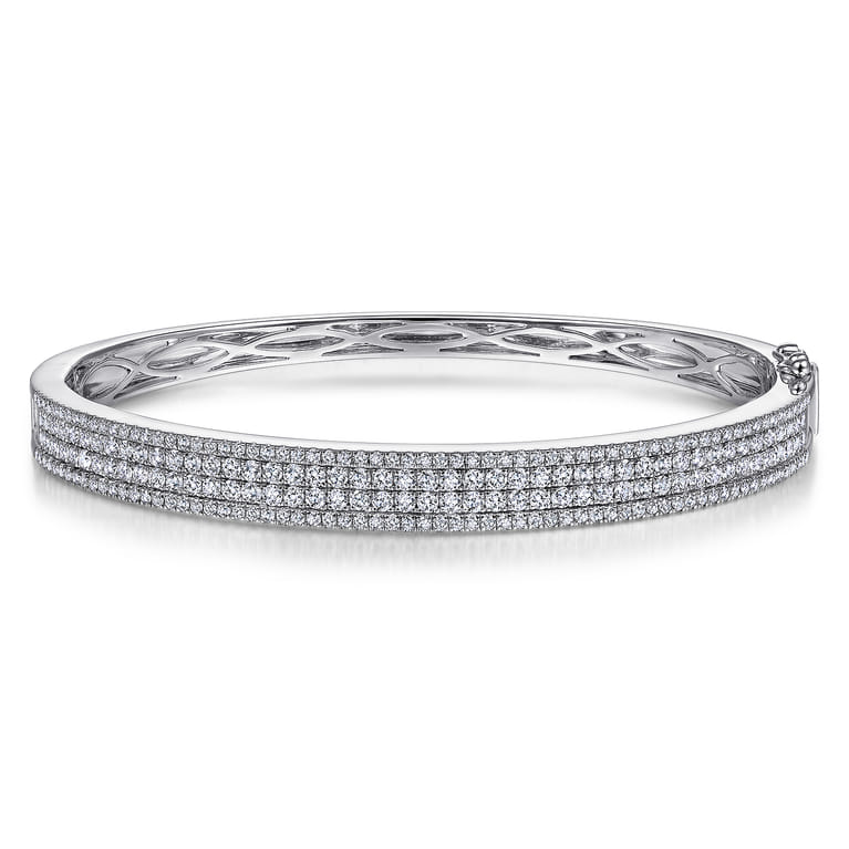 14K White Gold Diamond Bangle - 2 ct - Shot 1