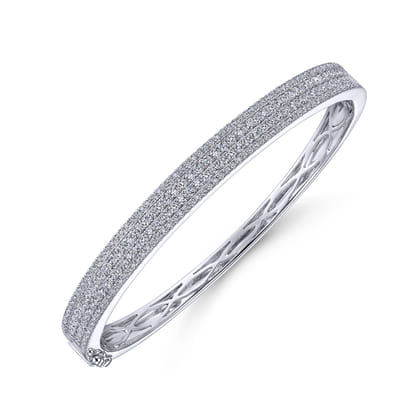 14K White Gold Diamond Bangle