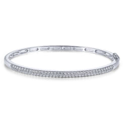 14K White Gold Diamond Bangle