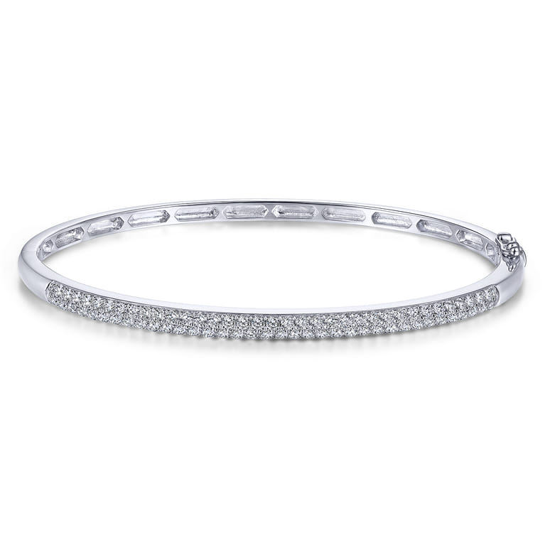14K White Gold Diamond Bangle - 1.05 ct - Shot 1