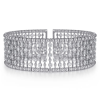 14K White Gold Diamond Bangle