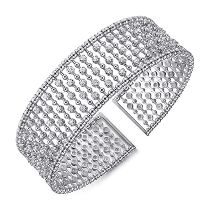 14K White Gold Diamond Bangle