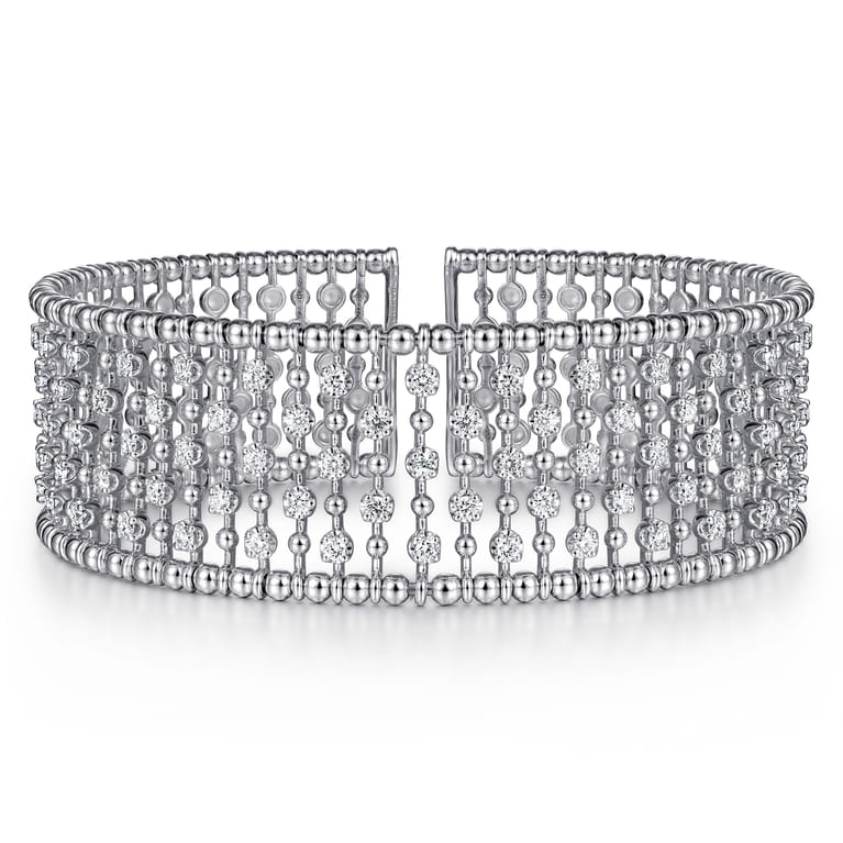 14K White Gold Diamond Bangle - 1.18 ct - Shot 1