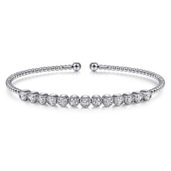 14K White Gold Diamond Bangle