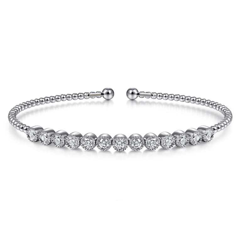 14K White Gold Diamond Bangle - 1 ct - Shot 1