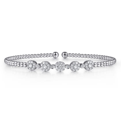 14K White Gold Diamond Bangle